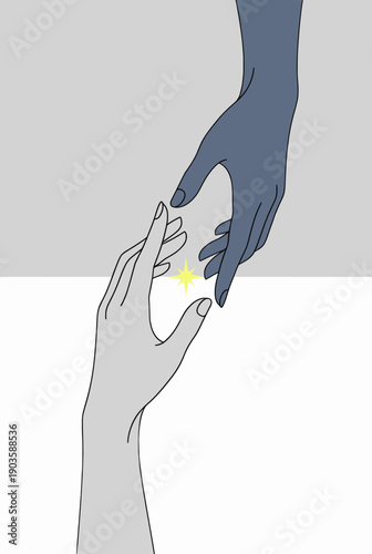 Reaching Hands with Glowing Heart Sympathy Art 