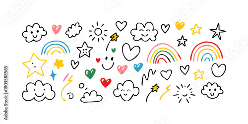 A vibrant collection of colorful weather and nature icons