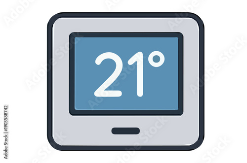 Modern Digital Thermostat Displaying Temperature Readings