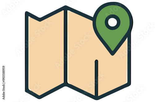 Stylish Map Icon with Location Pin for Travel and Navigation