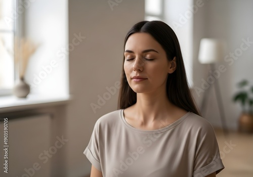 Mindfulness and Inner Peace Concept with Relaxed Woman Indoors Free Download Mindfulness and Inner Peace Concept with Relaxed Woman Indoors - GFXLoad