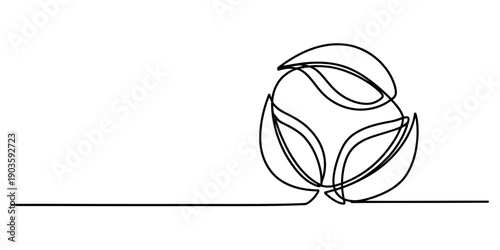 Single continuous line drawing of a circular leaf symbol for environmental conservation and growth Vector, illustration