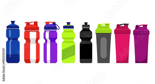 Assorted Reusable Water Bottles for Fitness and Hydration.