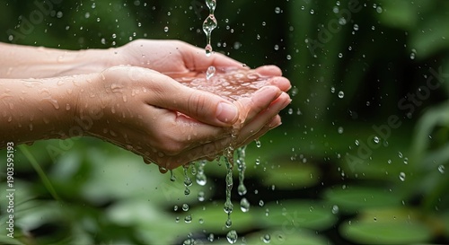 Hands cupped under a stream of water