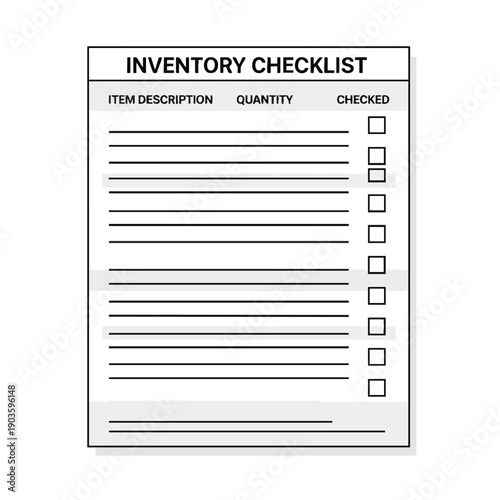 Blank Inventory Checklist Form for Stock Management