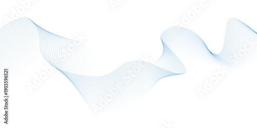 Abstract blue wave element for design. Digital frequency track equalizer. Stylized line art background. Vector illustration. Wave with lines created using blend tool.