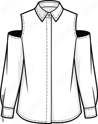 Stylish cutaway men's dress shirt with rolled sleeves