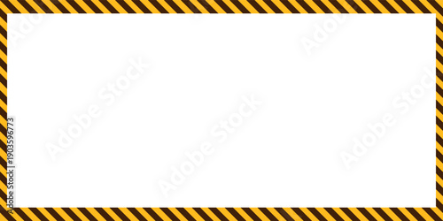 Yellow and black caution tape square frame, warning sign border template with striped for with 4x6 aspect ratio vector illustration.