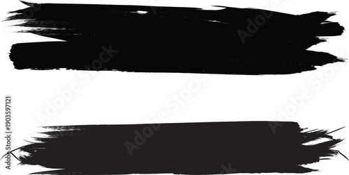Grunge Paint stripe . Vector brush Stroke . Distressed banner . Black isolated paintbrush collection . Modern Textured shape . Dry border in Black . Vector streak. Hand drawn underline, highlighter.