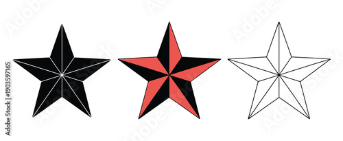 Lone Star Icon Set, Texan Star Vector Illustration