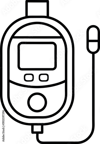 Digital Glucometer Blood Glucose Testing Device Illustration
