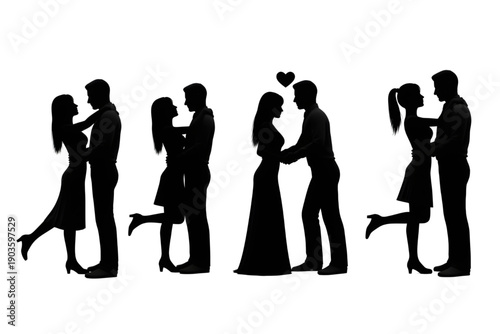 silhouettes of love couple
