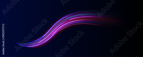 Bright red and blue neon circles and sparkles form swirling energy patterns. Motion blur emphasizes speed and dynamic light effects. Ideal for futuristic posters and digital artwork.
