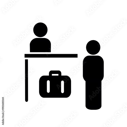 Hotel reception icon. Vector graphic, not Artificial Intelligence, logo illustration. Replaceable vector design.