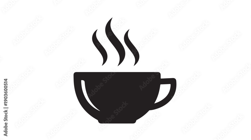 Obraz premium Steaming Black Coffee Cup on White Background