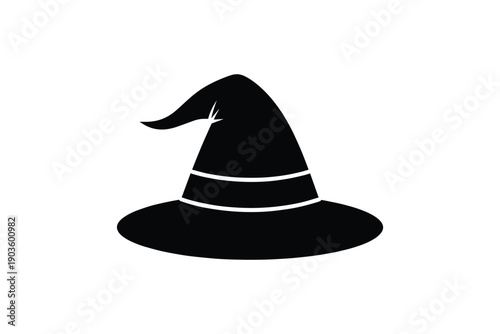 Black witch hat with ribbon for halloween costume and spooky celebration accessory