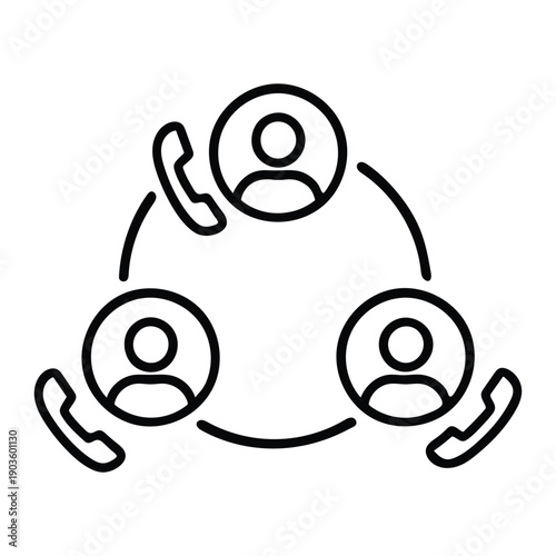 Conference Call Outline Icon for Corporate Meetings and Team Discussion