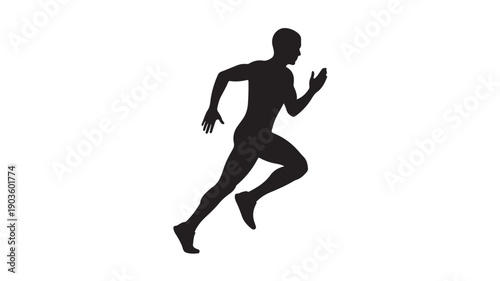 Man Running Silhouette on White Background