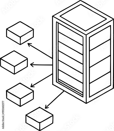 Cloud Computing Server Line Icon Vector