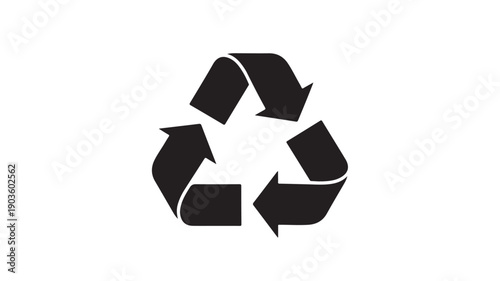 Black Recycling Symbol on White Background