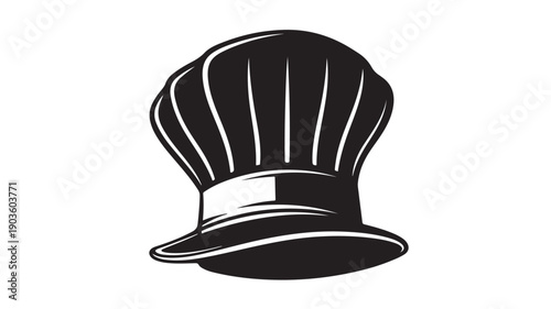 Black Chef Hat Illustration Isolated on White Background