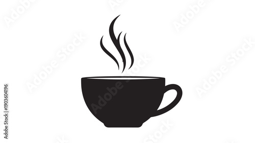 Steaming Black Coffee Cup on White Background
