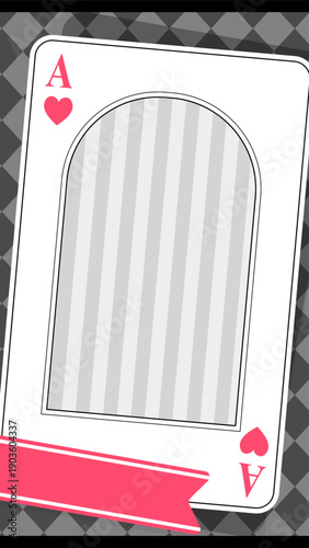 トランプのハートのエースとゴシックなフレームの背景素材、縦型