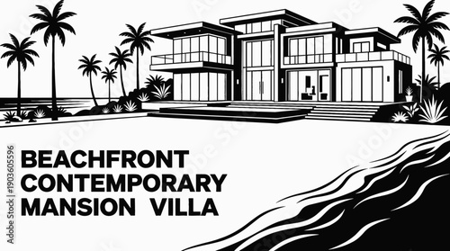 beachfront contemporary mansion villa architecture building highlighting modern luxury residential property real estate design with refined exterior construction in ocean coastal landscape for housing