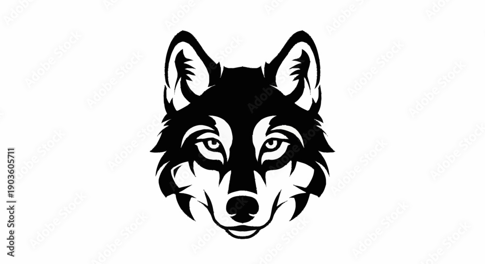Obraz premium Stylized Black Wolf Head Silhouette Vector Art.