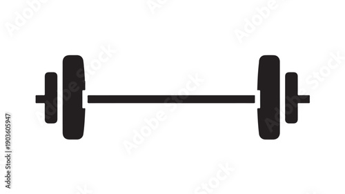 Black Dumbbell Icon on White Background
