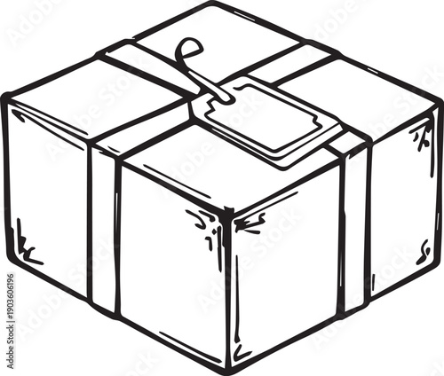 A detailed illustration depicts a classic gift box, meticulously wrapped with elegant ribbons and adorned with a blank tag, evoking anticipation and the spirit of gifting.