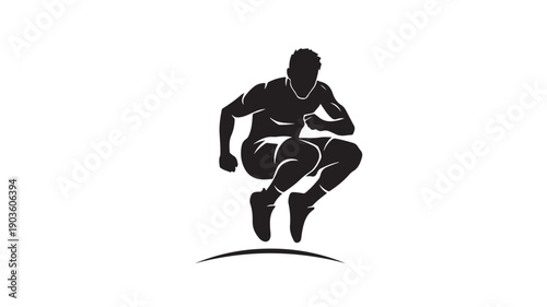 Black Man Running Fast in Silhouette