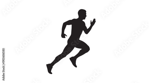 Man Running Silhouette on White Background