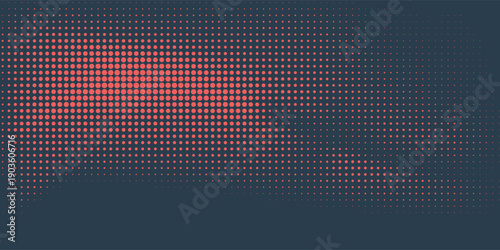 Vector Chequered Halftone Pattern Smooth Curved Border Red Blue Abstract Background. Checkered Rounded Square Dots Blur Texture Pop Art Design. Half Tone Contrast Graphic Minimalist Art Wide Wallpaper