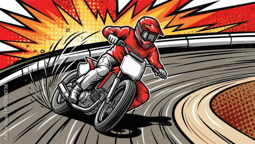 Motorcycle racer on a track vector illustration dynamic sports theme