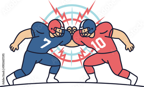 American Football Players Engaged in Intense Competition on Field