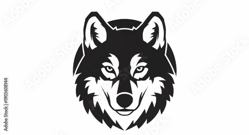 Stylized Wolf Head Silhouette Logo Design.