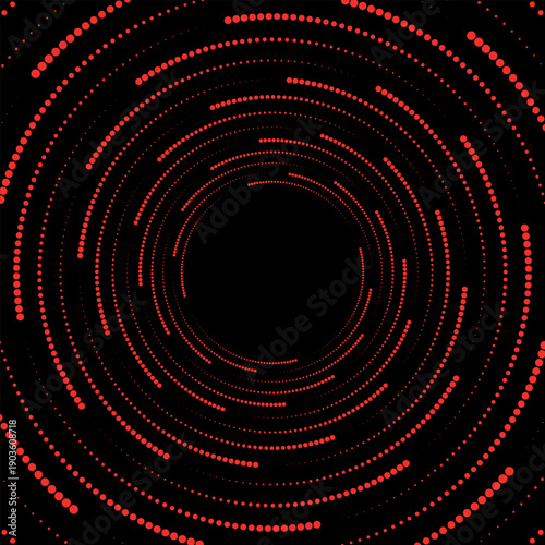 Sound wave rhythm lines spiral dynamic abstract vector background in circle dot shape