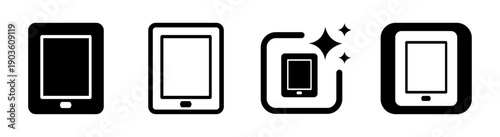 Black tab icon representing mobile device settings orientation and app compatibility vector illustration