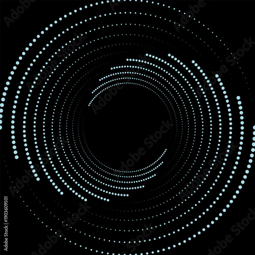 Sound wave rhythm lines spiral dynamic abstract vector background in circle dot shape