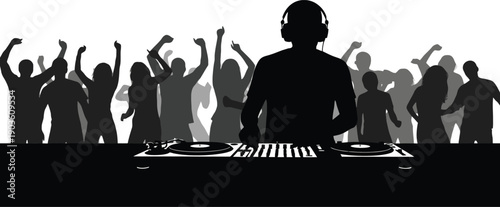 DJ performing at a lively party with a cheering crowd