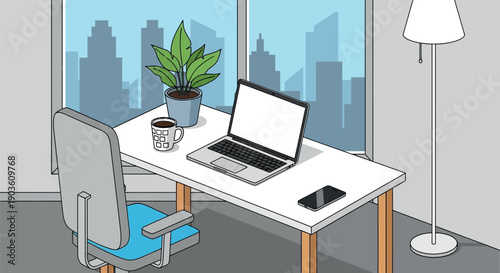 illustration of a computer in the office