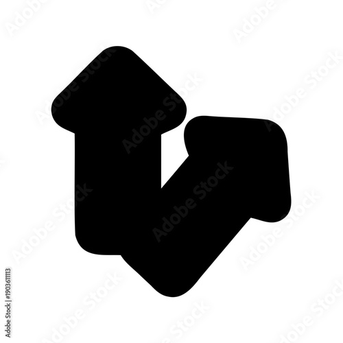 Two black arrows moving in different directions indicating options or possibilities