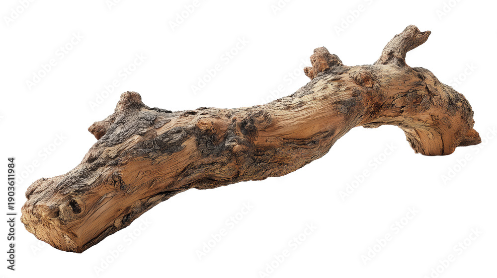 Fototapeta premium A beautifully textured piece of driftwood showcasing intricate patterns and natural colors for decorative purposes.