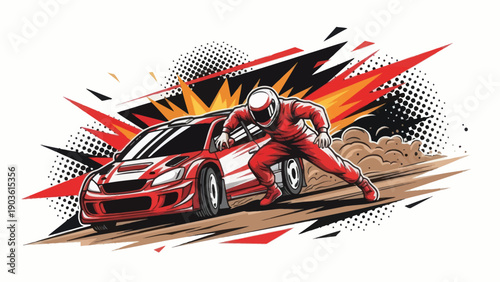 Racing car with driver vector illustration for speed and performance