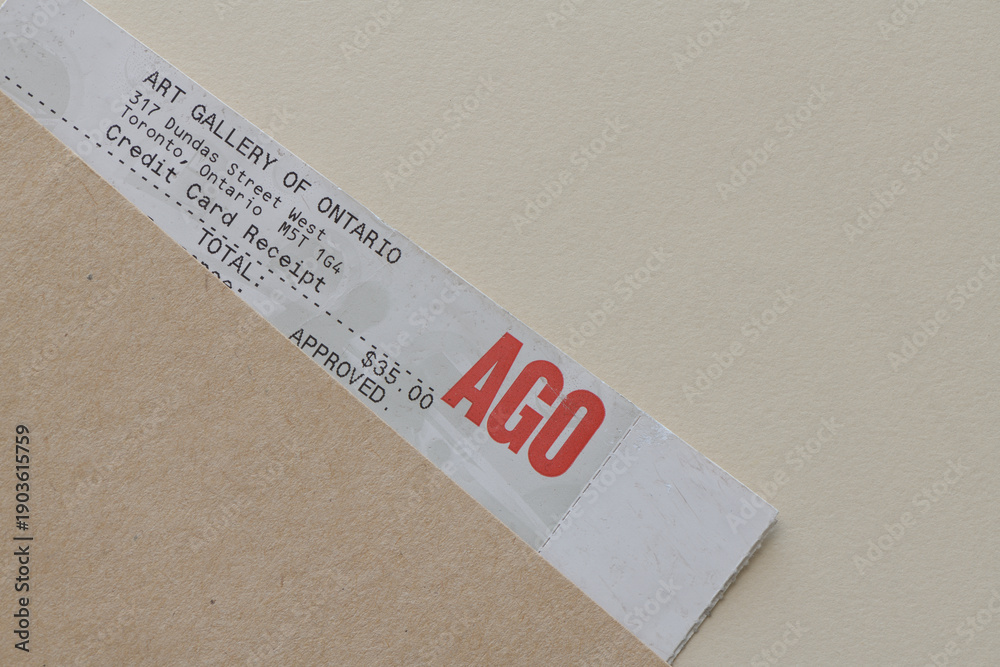 Fototapeta premium Art Gallery of Ontario (Toronto) AGO ticket receipt