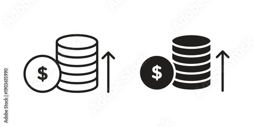 Money increase Icon and symbol. Vector illustration.eps