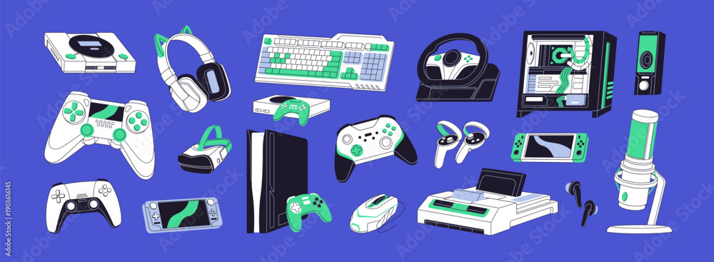 Foto Video game devices set