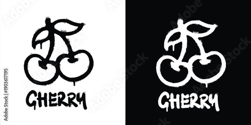 Graffiti cherry logo vector design