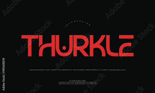 Unique geometric display font, Thurkle, for bold headlines and avant-garde graphic design.